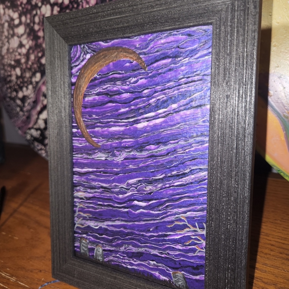 'Unhallowed' Handcrafted Embellished Paint Pour